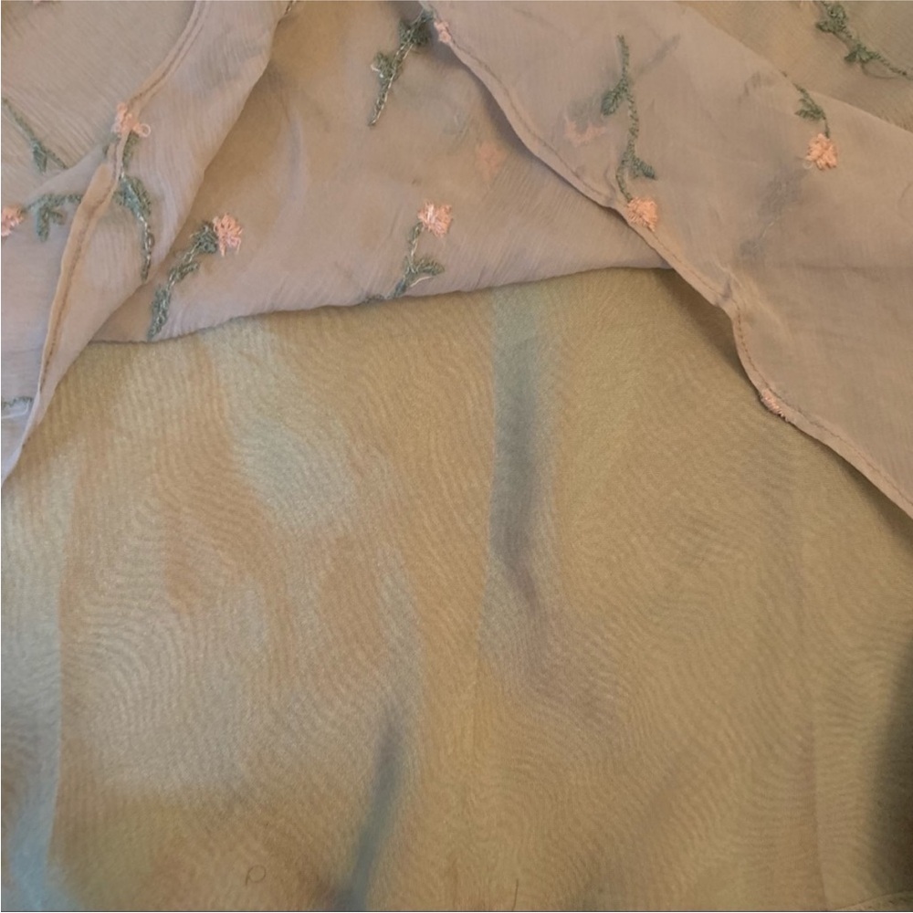 Vintage Y2K Zelda Silk Floral Embroidered Maxi Skirt Cottagecore Size 12 - Picture 5 of 7